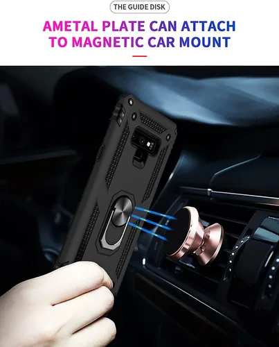 Vista 2 de Androgate Funda para Galaxy Note 9 con protector de pantalla de PET 3D, soporte de anillo de grado militar, soporte para automóvil, prueba de caídas