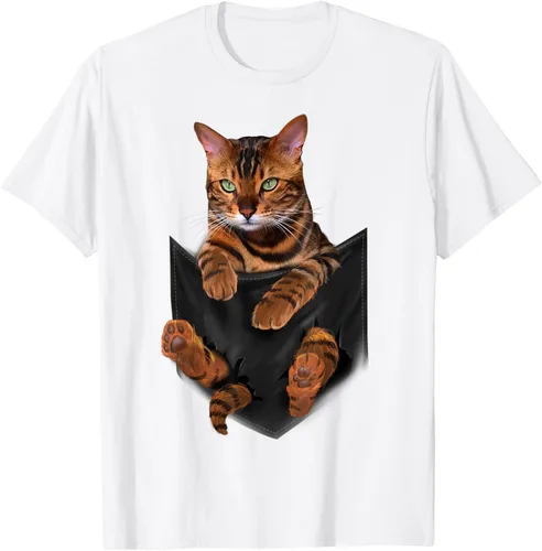 Vista 91 de Camiseta de bolsillo con estampado de tigre y gato Negro
