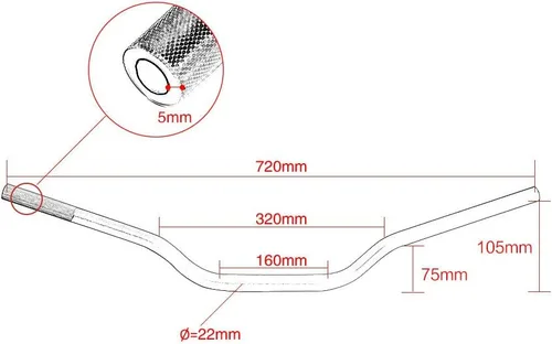 Vista 6 de Para Yamaha MT-09 MT-07 MT-03 MT-25 FZ1 FZ6 FZ8 28.3 in 7/8 '' 0.866 in Manillar universal Manillar motocicleta Agarraderas Metal (negro)