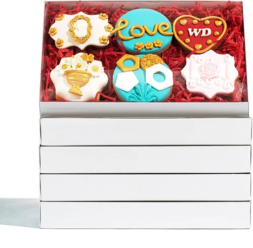 Vista 10 de RomanticBaking Paquete de 10 cajas transparentes para galletas de 9 1/2" x 6" x 1 1/4" pulgadas con ventana, cajas de panadería, cajas