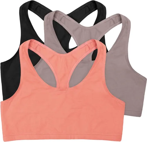 Vista 11 de Hanes Bralette de algodón con espalda cruzada para mujer (paquete de 3), Blanco/Concreto Pe Heather/Negro Negro/Negro/Negro