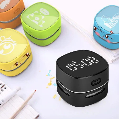 Vista 4 de ODISTAR Aspiradora de mostrador, mini barredora de polvo de mesa con temporizador digital, resistencia de hasta 400 minutos, rotación de 360º