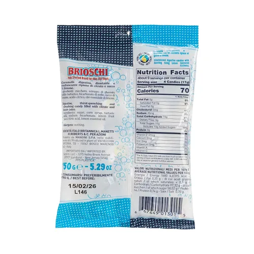 Vista 2 de Brioschi Caramelos italianos digestivos efervescentes efervescentes con sabor a limón, bolsas de 5.29 onzas (paquete de 3)