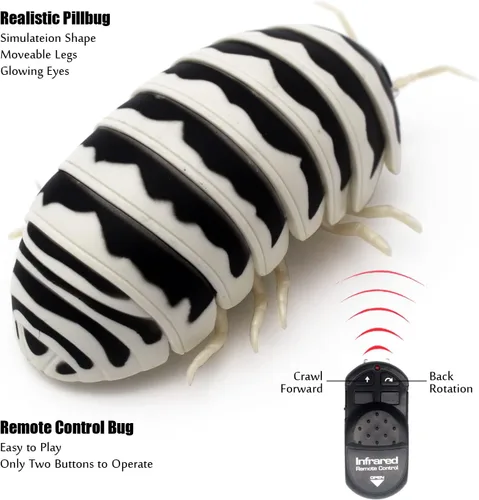 Vista 2 de Tipmant Gusano de control remoto RC Bug realista Pillbug electrónico juguete de broma animal insecto vehículo vehículo niños regalos de cumpleaños