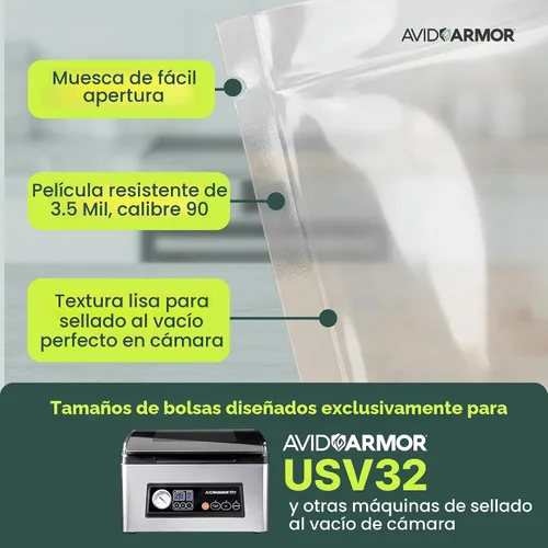 Vista 3 de Avid Armor paquete de 300 unidades de bolsas de cámara de vacío de tamaño variado para USV32