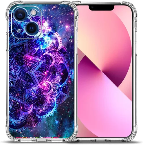 Vista 17 de Funda para iPhone 13 Pro Max, protección contra caídas de flores de mariposa azul, rosa, a prueba de golpes, carcasa protectora de cuerpo completo