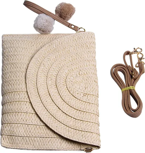Vista 6 de Freie Liebe Bolsos de mano de paja para mujer, bolsos de playa de verano, bolsos de mano tejidos tipo sobre