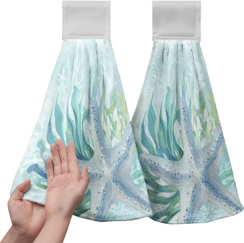 Vista 30 de Honey Bee - Juego de 2 toallas colgantes de cocina de verano con lunares y lazo para colgar, toallas de cocina de granja amarillas, suaves