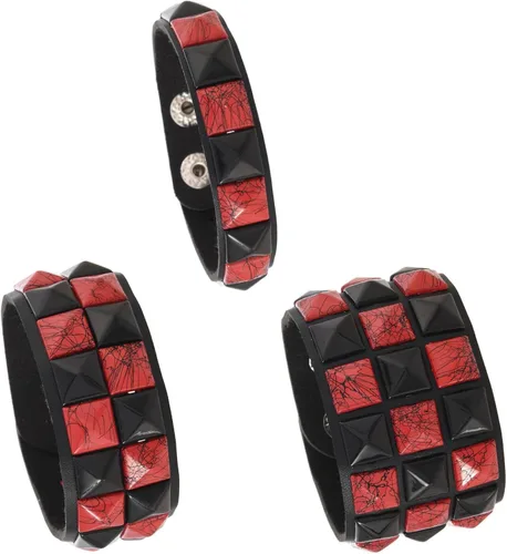 Vista 17 de 3 pulseras punk, pulseras de cuero con tachuelas, pulsera emo, pulseras góticas ajustables para hombres y mujeres