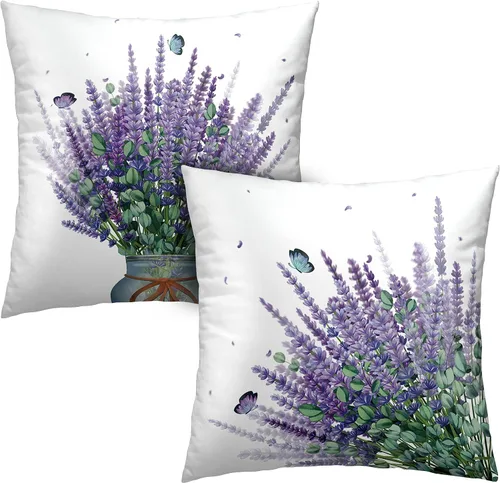 Vista 73 de Juego de 2 fundas de almohada abstractas bohemias de 16 x 16 pulgadas, modernas fundas de almohada de mediados de siglo, diseño de hojas verdes