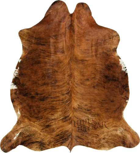 Vista 11 de HIDES BAZAAR Alfombra de Piel de Vaca Atigrada Marrón Premium con Patrón Único Marrón, Negro y Blanco - Alfombras de Piel de Vaca Natural Hechas