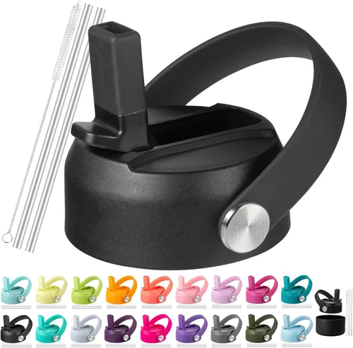 Vista 21 de Tapa de popote RRegeny para Hidromatraz de Boca Ancha 32 40 oz, Tapas con asa flexible compatible con Hidromatraz, Tapa deportiva de repuesto