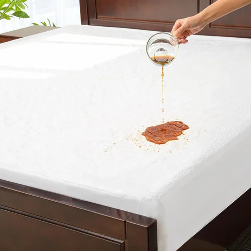 Vista 8 de Cleva Home Protector de colchón 100% impermeable, bolsillos profundos que se adaptan a hasta 18 pulgadas, funda de rizo suave y transpirable sin