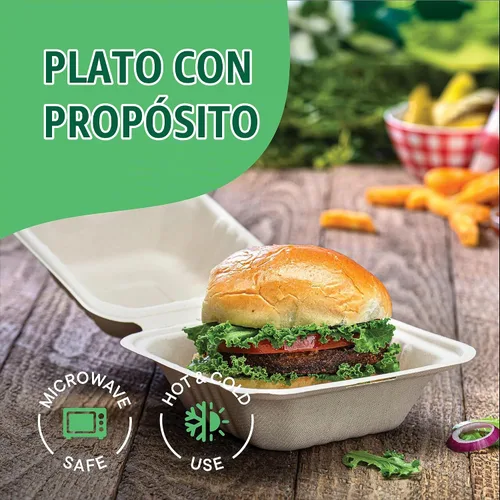 Vista 3 de Recipientes de alimentos 100% compostables para llevar