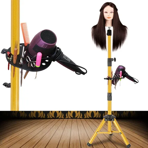 Vista 13 de ZQIAN BEAUTY Trípode de soporte para peluca de 25 pulgadas, soporte de cabeza de maniquí ajustable, soporte de cabeza de peluca para cabezas