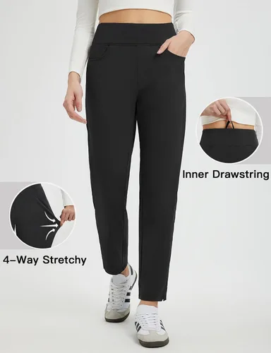 Vista 5 de baleaf Pantalones con forro polar para mujer, pantalones térmicos de viaje, para clima frío, golf, senderismo, nieve, trabajo, casual