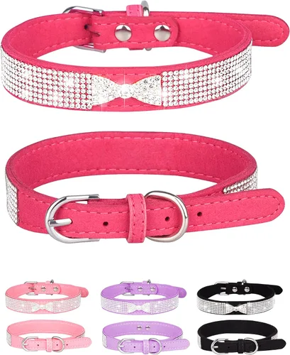 Vista 13 de Bling - Collar de perro para perros pequeños, medianos y grandes, collares de perro con corona de diamantes de imitación para perros hembra y macho