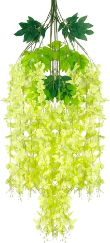 Vista 53 de Paquete de 5 guirnaldas de flores colgantes de glicina rosa, enredaderas de flores artificiales de 3.77 pies, glicinia falsa, guirnalda colgante