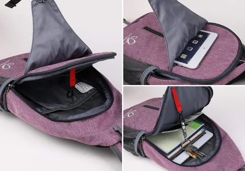 Vista 160 de Waterfly - Mochila cruzada tipo bandolera para viajes y caminatas, bolsa de pecho, Gris, talla única