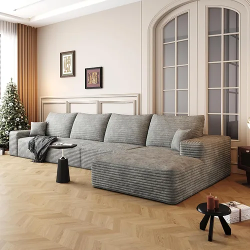 Vista 12 de Sofás seccionales de 105" para sala de estar, sofá cloud con forma de L tapizado, sofás modulares sin estructura rígida, sofá seccional moderno