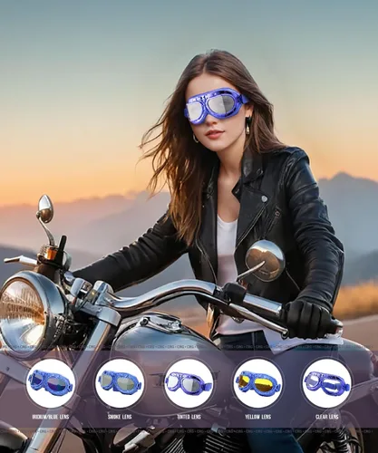 Vista 6 de CRG Sports Gafas de motocicleta estilo aviador, piloto, crucero, scooter, gafas de motocross para hombre, mujer, adulto
