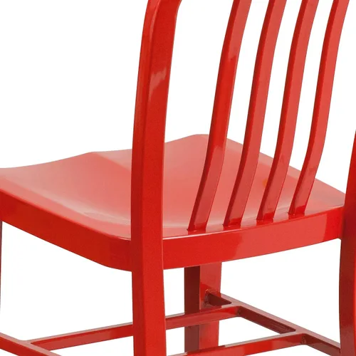 Vista 6 de Flash Furniture Silla de metal rojo de grado comercial para interiores y exteriores