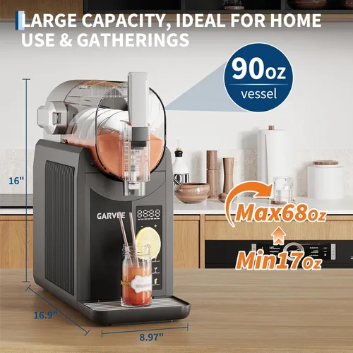 Vista 3 de CuisinSmart Máquina de granizado para el hogar, 6 modos preestablecidos pantalla LED un clic Slushy Maker
