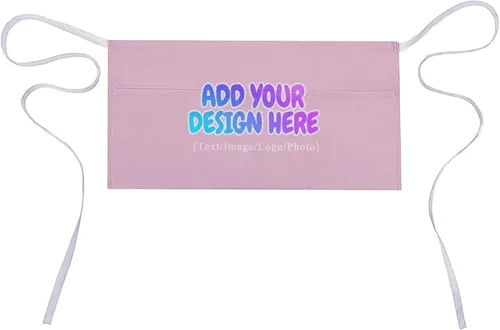 Vista 45 de AXKEUDO Delantal personalizado con bolsillos, delantales de cintura para camarera para cocinar en casa, restaurante, servir trabajo