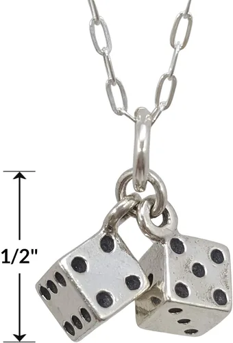 Vista 2 de Collar de plata de ley con dije 3D de Lucky Dados, 18