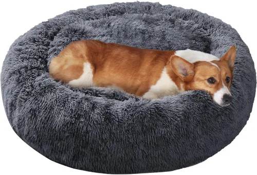 Vista 11 de JOLLYVOGUE - Cama para perros y gatos, cama relajante y antiestrés para mascotas y perros pequeños, cojín esponjoso en forma de dona para mascotas