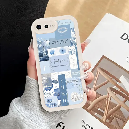 Vista 5 de Paquete de 2 fundas protectoras para iPhone 8 Plus/7 Plus de 5.5 pulgadas con collage de versículos bíblicos de Jesús para mujeres y niñas, diseño