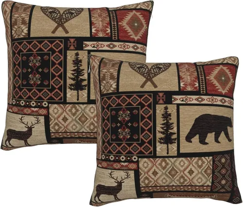 Vista 12 de Juego de 2 fundas de almohada cuadradas de 18 x 18 pulgadas, estilo retro, natural, cabaña, cisne, pez, pato, decoración para el hogar, sofá, fundas