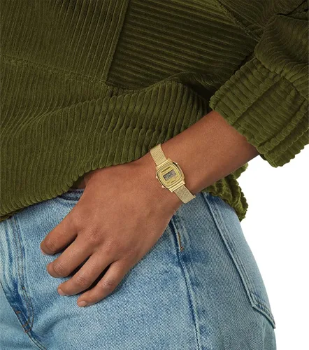 Vista 4 de Casio - Reloj digital de cuarzo para mujer con pulsera de acero inoxidable macizo
