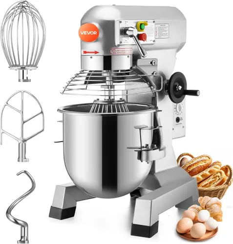 Vista 10 de Happybuy 10Qt Mezclador Comercial de Alimentos con Función de Temporización, Mezclador Comercial de 500W, Bol de Acero Inoxidable, Resistencia