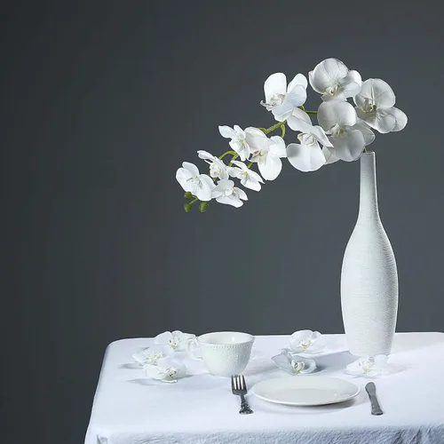 Vista 9 de Efavormart - Paquete de 20 cabezas de orquídea de seda blanca de 4 pulgadas, flores realistas de orquídea sintética para manualidades de boda