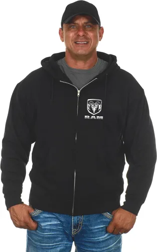 Vista 2 de JH Design Group Sudadera con capucha Dodge RAM con cremallera para hombre, color negro