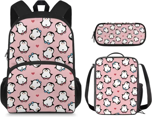 Vista 32 de Mochila 3D Otter para niños de 9 a 11 años, bonita mochila para niñas para la escuela, mochila elegante para niños con lonchera y bolsa