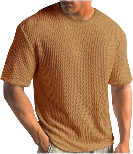 Vista 6 de Kint - Camiseta de manga corta para hombre, de verano, con cuello redondo, casual, color liso, ajuste relajado, camiseta de entrenamiento atlético