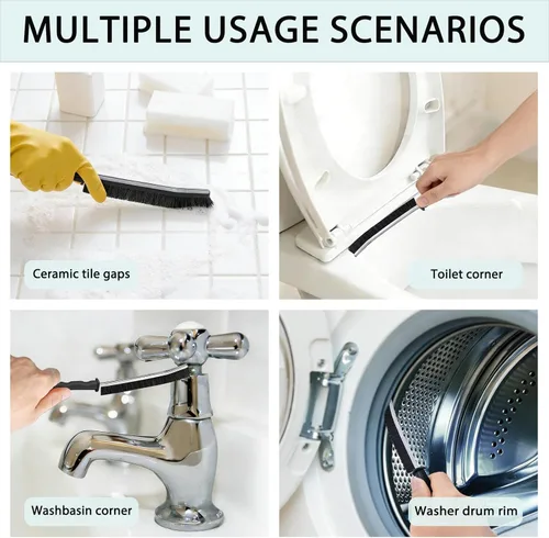 Vista 5 de Juego de cepillos de limpieza para grietas, herramientas de limpieza dura para lechada de baño, rieles de ventanas y puertas de ducha, limpieza