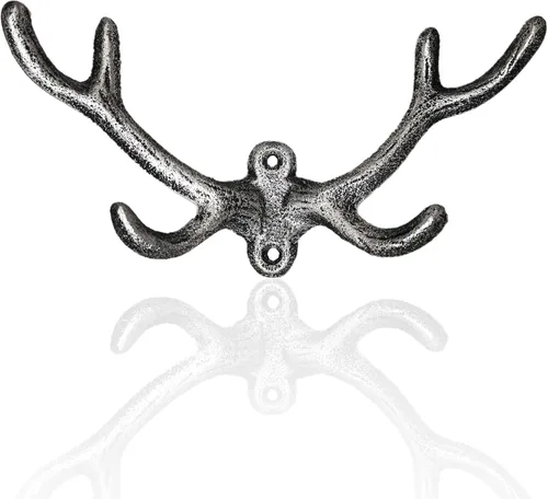 Vista 4 de 30GO - Paquete de 2 ganchos de pared duraderos con cuernos de ciervo, colgador decorativo versátil con tornillos, estilo rústico multiusos