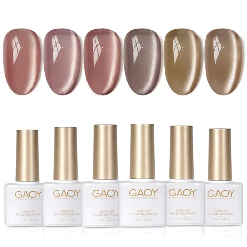 Vista 26 de GAOY Juego de esmaltes de uñas de gel con purpurina de ojo de gato con imán y galaxia colorida para ojos de gato holográficos, manicura de gel