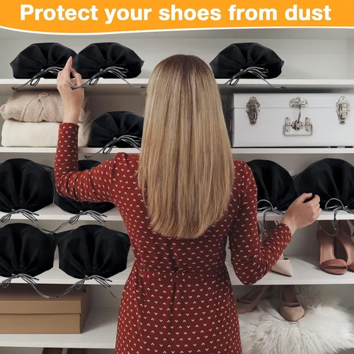 Vista 7 de Berlune 8 bolsas de zapatos deportivos para viajes, bolsas de zapatos de viaje para embalaje de 12 x 17 pulgadas, bolsas de polvo lavables