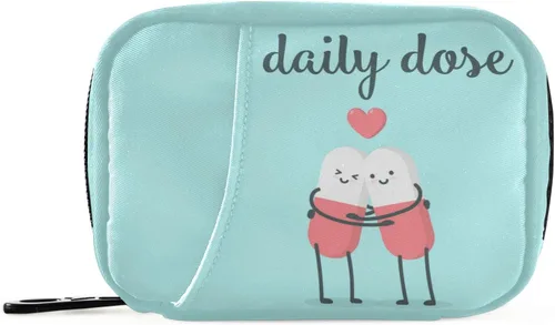 Vista 17 de Naanle Lindo pastillero rosa para 7 días, organizador de viaje con cremallera, portátil, semanal, tamaño compacto para soporte de suplemento