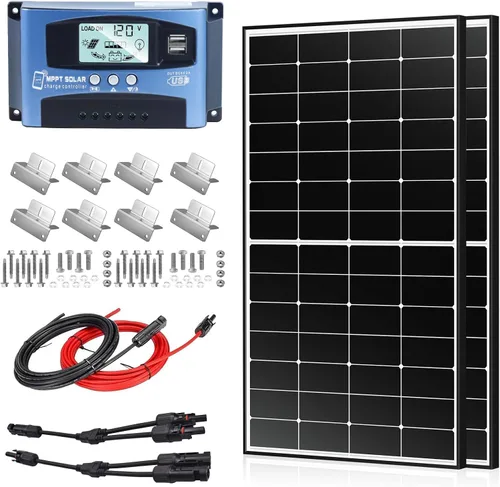 Vista 8 de Kit de panel solar de 400 vatios con alta eficiencia monocristalino de 200 W, 2 paneles solares para caravanas y controlador de carga MPPT de 30 A