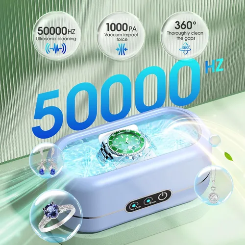 Vista 3 de Limpiador ultrasónico profesional de joyas con temporizador digital, máquina limpiadora ultrasónica de 50KHz con acero inoxidable 304 para joyas