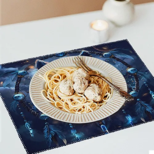 Vista 6 de Wolf Dream Catcher Placemats Set of 6 Resistant Table Mats Washable Place Mats for Dinner Party Table Decoration