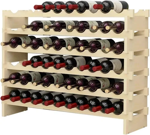 Vista 10 de soges Estante de vino para 100 botellas, estante apilable de almacenamiento de vino de 10 niveles, estantes de exhibición de vino, estante de vino