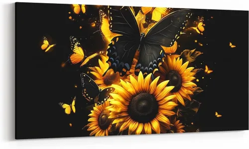 Vista 12 de Daisy Florals Wall Artwork Decor,Cartoon Blue Wildflowers Wall Painting for Boys Girls Women,Retro Country Style 38" Lx19 W