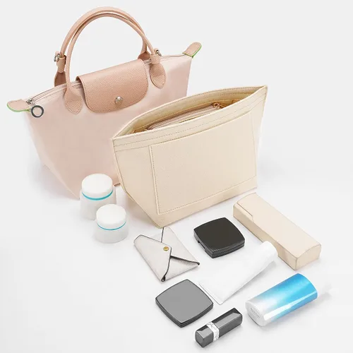 Vista 7 de LOUKAYCCI Organizador de fieltro para bolsa Longchamp Le Pliage (S, beige)