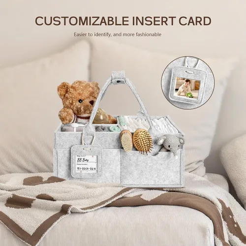 Vista 7 de GEMII Organizador de pañales – Organizador grande para bebés con asa para artículos esenciales para recién nacidos, niños o niñas (gris, grande)